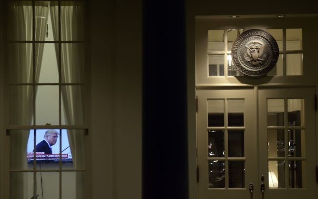 A television set is on in the West Wing of the White House in Washington, Monday, May 15, 2017. (AP/Susan Walsh) A television set is on in the West Wing of the White House in Washington, Monday, May 15, 2017. (AP/Susan Walsh)