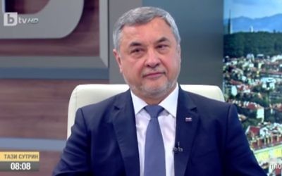 Bulgaria’s deputy prime minister Valeri Simeonov, April 2017. (Screen capture: YouTube)