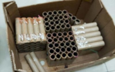 Fireworks were allegedly launched at police by rioters in East Jerusalem during a violent protest on May 7, 2017. (Israel Police)