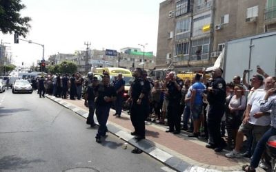 Police responded to a stabbing attack on an officer by a Palestinian man in the central Israeli city of Netanya on May 23, 2017. (Magen David Adom)