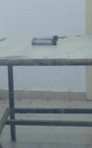 Two pipe bombs allegedly brought by a Palestinian teen to the military court near Nablus, May 24, 2017. (Police spokesperson) Two pipe bombs allegedly brought by a Palestinian teen to the military court near Nablus, May 24, 2017. (Police spokesperson)