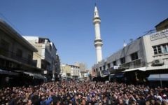 An illustrative photo of a protest in Amman in February 2017. (AFP/Khalil Mazraawi)