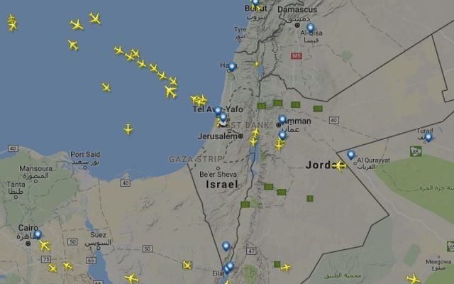 Cleared airspace over Israel, May 23, 2017.