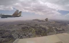 Israel Air Force’ jets participate in the annual Independence Day flyover, May 3, 2017 (YouTube screenshot)