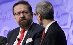 Sebastian Gorka participating in a discussion during the Conservative Political Action Conference in National Harbor, Md., Feb. 24, 2017. (Alex Wong/Getty Images/JTA)
