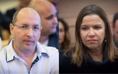 Composite photo of Histadrut chair Avi Nissenkorn (L) and MK Shelly Yachimovich (Yonatan Sindel/Miriam Alster/Flash90)