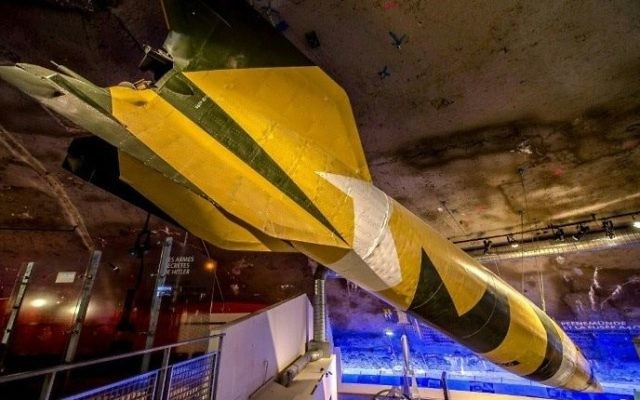 A model of a V2 rocket, Hitler's secret weapon at La Coupole History and Memory Center in northern France. (AFP/Philippe Huguen) A model of a V2 rocket, Hitler's secret weapon at La Coupole History and Memory Center in northern France. (AFP/Philippe Huguen)