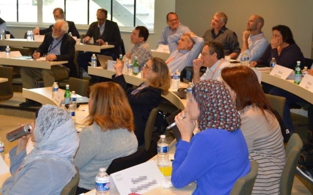 Researchers including from Iran, Syria, the UAE and Israelis discuss joint projects at INSEAD, April 28-30, 2017 (Courtesy)