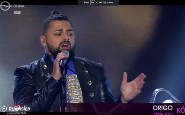 Joci Pápai from Hungary singing his country's entry to the Eurovision song contest (Screen capture YouTube) Joci Pápai from Hungary singing his country's entry to the Eurovision song contest (Screen capture YouTube)