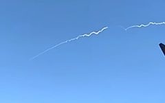 A rocket propulsion system is tested over Israel on Monday, May 29, 2017 (screen capture: YouTube)