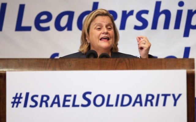 Ileana Ros-Lehtinen speaking at the National Leadership Assembly for Israel at the National Press Club in Washington, D.C. on July 28, 2014. (Chip Somodevilla/Getty Images/JTA) Ileana Ros-Lehtinen speaking at the National Leadership Assembly for Israel at the National Press Club in Washington, D.C. on July 28, 2014. (Chip Somodevilla/Getty Images/JTA)