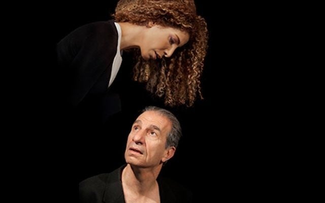 Sasson Gabay, right, and Keren Hadar playing Job and his wife in the opera “Job.” (Courtesy of the Israel Festival) 