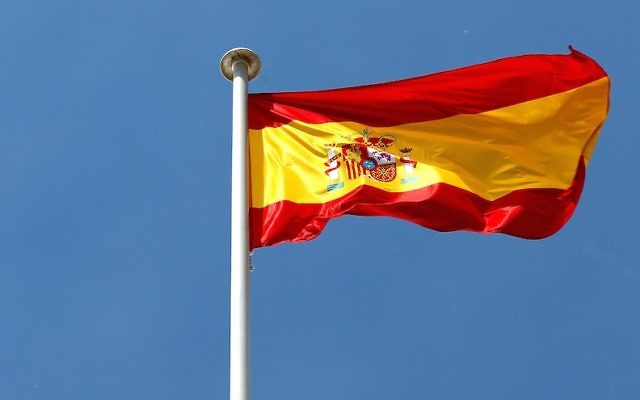 The Spanish national flag flies above the circuit ahead of the Spanish F1 Grand Prix at Circuit de Catalunya on May 8, 2014 in Montmelo, Spain. (Photo by Paul Gilham/Getty Images via JTA) The Spanish national flag flies above the circuit ahead of the Spanish F1 Grand Prix at Circuit de Catalunya on May 8, 2014 in Montmelo, Spain. (Photo by Paul Gilham/Getty Images via JTA)