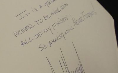 US President Donald Trump's note in the Yad Vashem Holocaust memorial guestbook in Jerusalem. (Courtesy) US President Donald Trump's note in the Yad Vashem Holocaust memorial guestbook in Jerusalem. (Courtesy)