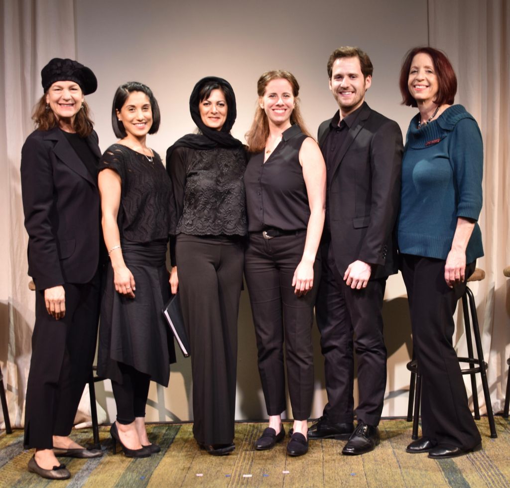 'More Courage' cast (left to right): Artistic director Ronda Spinak, Tiffany Mualem, Aneela Qureshi, Ayelette Robinson, Mark Jacobson, co-producer Susan Morgenstern. (Courtesy) 'More Courage' cast (left to right): Artistic director Ronda Spinak, Tiffany Mualem, Aneela Qureshi, Ayelette Robinson, Mark Jacobson, co-producer Susan Morgenstern. (Courtesy)