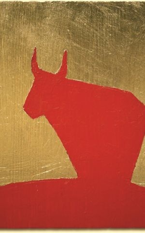 A stencil of a heifer, by Yonatan Ofek, part of a series shown at the xx exhibit at the Ramat Gan (Courtesy Yonatan Ofek)