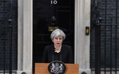 Britain's Prime Minister Theresa May delivers a statement outside 10 Downing Street in central London on June 4, 2017, following the June 3 terror attack. (AFP PHOTO / Justin TALLIS)