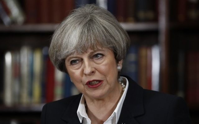 Britain's Prime Minister Theresa May gives a general election campaign speech at Rusi in Central London on June 5, 2017. (AFP Photo/Odd Andersen) Britain's Prime Minister Theresa May gives a general election campaign speech at Rusi in Central London on June 5, 2017. (AFP Photo/Odd Andersen)