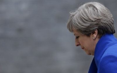 Britain's Prime Minister and leader of the Conservative Party Theresa May returns to 10 Downing Street in central London on June 9, 2017 after making a statement following the as results of a snap general election. (AFP/Adrian Dennis)