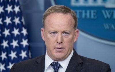 White House spokesman Sean Spicer speaks during the briefing at the White House in Washington, DC, on June 12, 2017. (AFP PHOTO / NICHOLAS KAMM)
