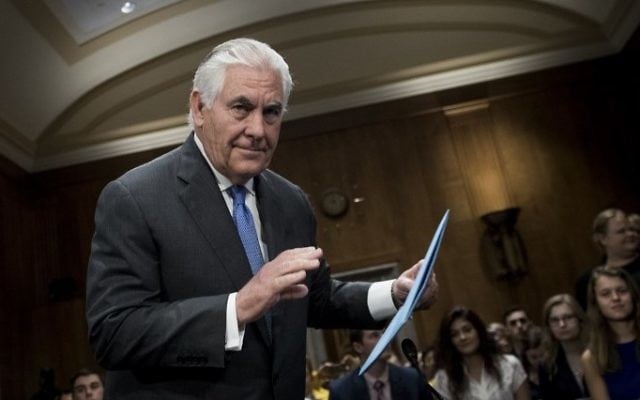 US Secretary of State Rex Tillerson arrives for a hearing of the Senate Foreign Relations Committee on Capitol Hill in Washington, DC, on June 13, 2017. (AFP/Brendan Smialowski) US Secretary of State Rex Tillerson arrives for a hearing of the Senate Foreign Relations Committee on Capitol Hill in Washington, DC, on June 13, 2017. (AFP/Brendan Smialowski)