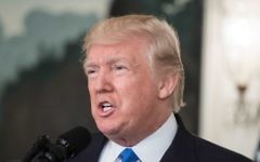 US President Donald Trump delivers a statement in the Diplomatic Room at the White House in Washington, DC, on June 14, 2017 after House Majority Whip Steve Scalise was shot in nearby Alexandria, Virginia. (AFP PHOTO / NICHOLAS KAMM)