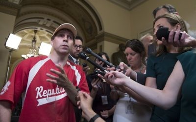 US Representative Chuck Fleischmann, Republican of Tennessee, speaks to the media about a shooting incident during a Congressional baseball practice in Virginia after returning to the US Capitol in Washington, DC, June 14, 2017.(AFP PHOTO / SAUL LOEB)