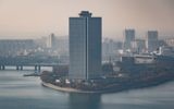 A photo taken on November 27, 2016, shows the Yanggakdo International Hotel in Pyongyang, where US student Otto Warmbier was alleged to have removed a political poster from staff quarters. (AFP PHOTO / Ed JONES)