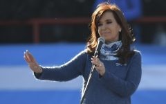 Former Argentine president Cristina Fernandez de Kirchner delivers a speech in Buenos Aires on June 20, 2017. (AFP PHOTO / EITAN ABRAMOVICH)
