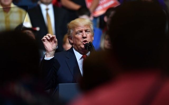 US President Donald Trump speaks at a rally on June 21, 2017, in Cedar Rapids, Iowa. (AFP PHOTO / Nicholas Kamm) US President Donald Trump speaks at a rally on June 21, 2017, in Cedar Rapids, Iowa. (AFP PHOTO / Nicholas Kamm)