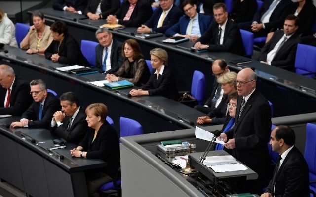 Norbert Lammert, president of the German lower house, gives a speech on June 22, 2017 at the Bundestag in Berlin. (AFP/ John MacDougall) Norbert Lammert, president of the German lower house, gives a speech on June 22, 2017 at the Bundestag in Berlin. (AFP/ John MacDougall)