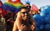 Israelis take part in the first annual Gay Pride parade in the southern Israeli city of Beersheba, on June 22, 2017. (AFP/Menahem Kahana)