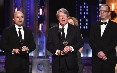 Producer Andre Bishop accepts the award for Best Play for 'Oslo' onstage during the 2017 Tony Awards at Radio City Music Hall on June 11, 2017 in New York City.  (Theo Wargo/Getty Images for Tony Awards Productions/AFP)