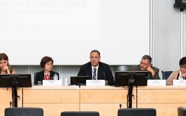 A panel in 2014 for UNESCWA with former head Rima Khalaf, second from left. (CC BY 2.0, Flickr/ITU/C. Montesano Casillas) A panel in 2014 for UNESCWA with former head Rima Khalaf, second from left. (CC BY 2.0, Flickr/ITU/C. Montesano Casillas)