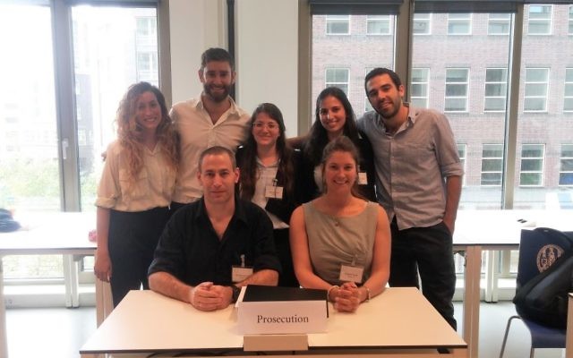 The entire Hebrew University team representing Israel at the ICC mock trial competition in The Hague, students are standing, the coaches sitting /courtesy ICC Moot Court Competition)