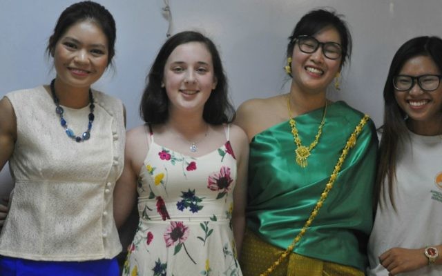 13-year-old Shira Futornick, center, with some of the AICAT graduates on Thursday, June 15, 2017. (Courtesy Arava) 13-year-old Shira Futornick, center, with some of the AICAT graduates on Thursday, June 15, 2017. (Courtesy Arava)