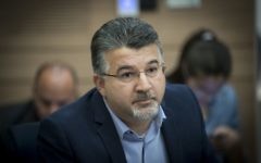 Joint (Arab) List MK Youssef Jabareen during a committee meeting in the  Knesset, December 13, 2016. (Yonatan Sindel/Flash90)
