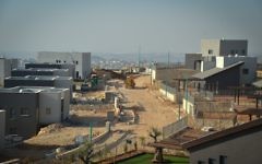 Construction of new buildings in the West Bank settlement of Na'ale on February 8, 2017. (Flash90)