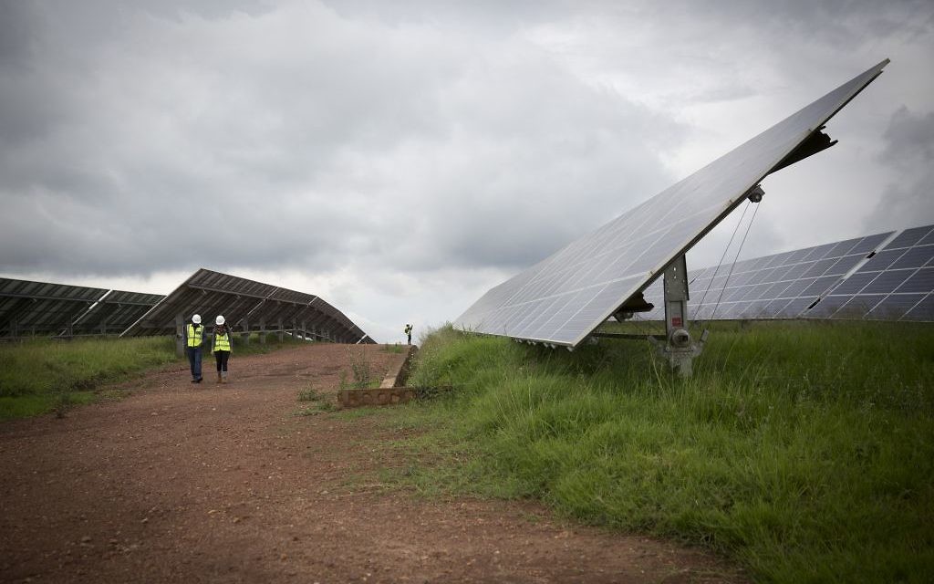 The solar field in Rwanda, pictured here on February 17, 2017, has 28,360 panels which provide 7.8 megawatts of electricity at peak production. (Miriam Alster/FLASH90) The solar field in Rwanda, pictured here on February 17, 2017, has 28,360 panels which provide 7.8 megawatts of electricity at peak production. (Miriam Alster/FLASH90)