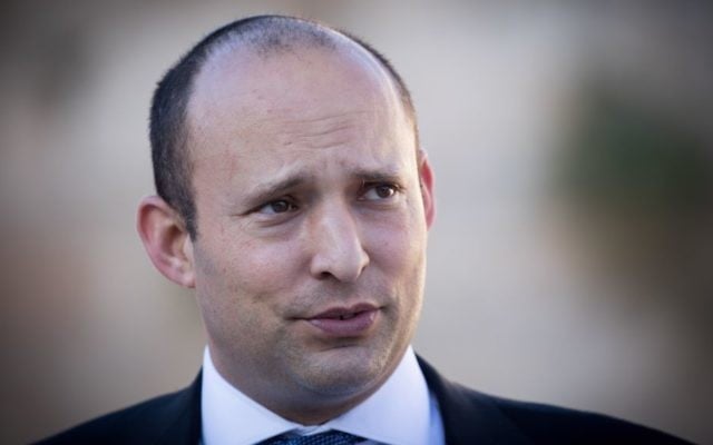 Education Minister Naftali Bennett speaks during a ceremony at the Western Wall in Jerusalem Old City, May 28, 2017. (Yonatan Sindel/Flash90) Education Minister Naftali Bennett speaks during a ceremony at the Western Wall in Jerusalem Old City, May 28, 2017. (Yonatan Sindel/Flash90)