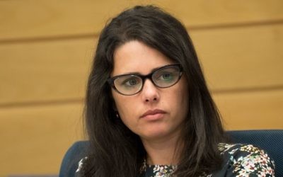 Justice Minister Ayelet Shaked attends a House committee meeting at the Knesset in Jerusalem, June 6, 2017. (Yonatan Sindel/Flash90)