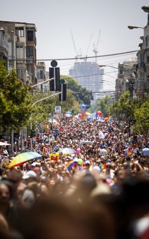 Israelis take part the annual Gay Pride Parade in Tel Aviv, on Friday, June 9, 2017 (Hadas Parush/Flash90) Israelis take part the annual Gay Pride Parade in Tel Aviv, on Friday, June 9, 2017 (Hadas Parush/Flash90)