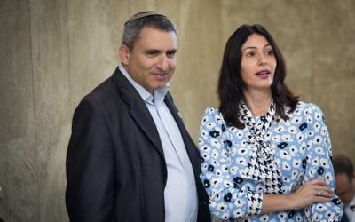 Minister of Jerusalem Affairs Ze'ev Elkin and Culture Minister Miri Regev arrive for the June 18, 2017 cabinet meeting (Yonatan Sindel/Flash90) Minister of Jerusalem Affairs Ze'ev Elkin and Culture Minister Miri Regev arrive for the June 18, 2017 cabinet meeting (Yonatan Sindel/Flash90)