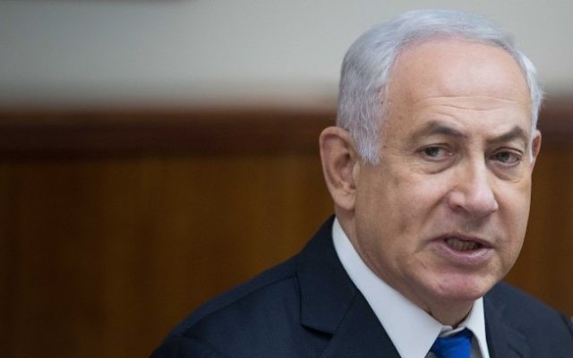 Prime Minister Benjamin Netanyahu leads the weekly cabinet meeting at the Prime Minister's Office in Jerusalem on June 18, 2017 (Yonatan Sindel/Flash90) Prime Minister Benjamin Netanyahu leads the weekly cabinet meeting at the Prime Minister's Office in Jerusalem on June 18, 2017 (Yonatan Sindel/Flash90)
