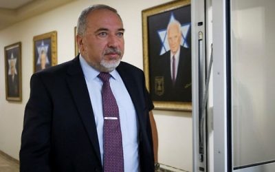 Defense Minister Avigdor Liberman arrives at the weekly cabinet meeting at the Prime Minister's Office in Jerusalem on June 25, 2017. (Marc Israel Sellem/Pool/Flash90) Defense Minister Avigdor Liberman arrives at the weekly cabinet meeting at the Prime Minister's Office in Jerusalem, June 25, 2017. (Marc Israel Sellem/Pool/Flash90)