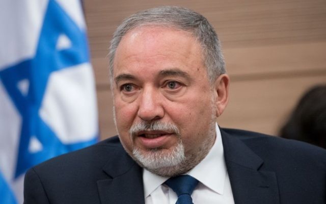 Defense Minister Avigdor Liberman attends the Defense and Foreign Affairs Committee meeting at the Knesset, on June 26, 2017. (Yonatan Sindel/Flash90) Defense Minister Avigdor Liberman attends the Defense and Foreign Affairs Committee meeting at the Knesset, on June 26, 2017. (Yonatan Sindel/Flash90)