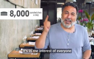 Israeli celebrity Chef Haim Cohen in a social media campaign for Nevet which provides nutritious breakfasts daily to disadvantaged students at 120 schools across Israel. (Screen Capture: YouTube)