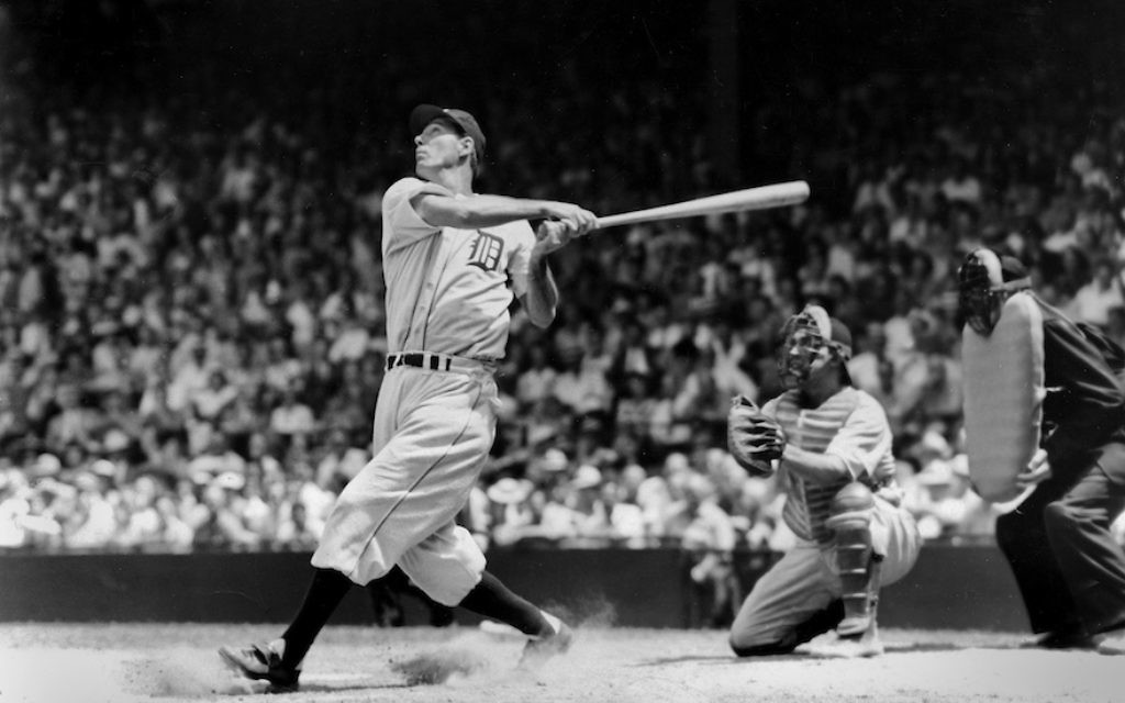 Hank Greenberg batting for the Detroit Tigers in 1935. (TSN Archives/Getty Images, via JTA) Hank Greenberg batting for the Detroit Tigers in 1935. (TSN Archives/Getty Images, via JTA)