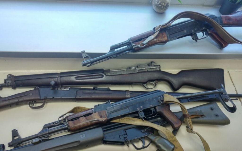 Part of a collection of firearms handed into Tel Aviv police on June 11, 2017. (Israel Police spokesperson)