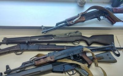 Part of a collection of firearms handed into Tel Aviv police on June 11, 2017. (Israel Police spokesperson)